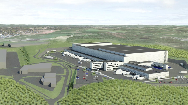 Animeret billede af REMA 1000s nye centrallager i Norge â€“ DS StÃ¥lkonstruktion skal levere 4.000 tons stÃ¥l til byggeriet.